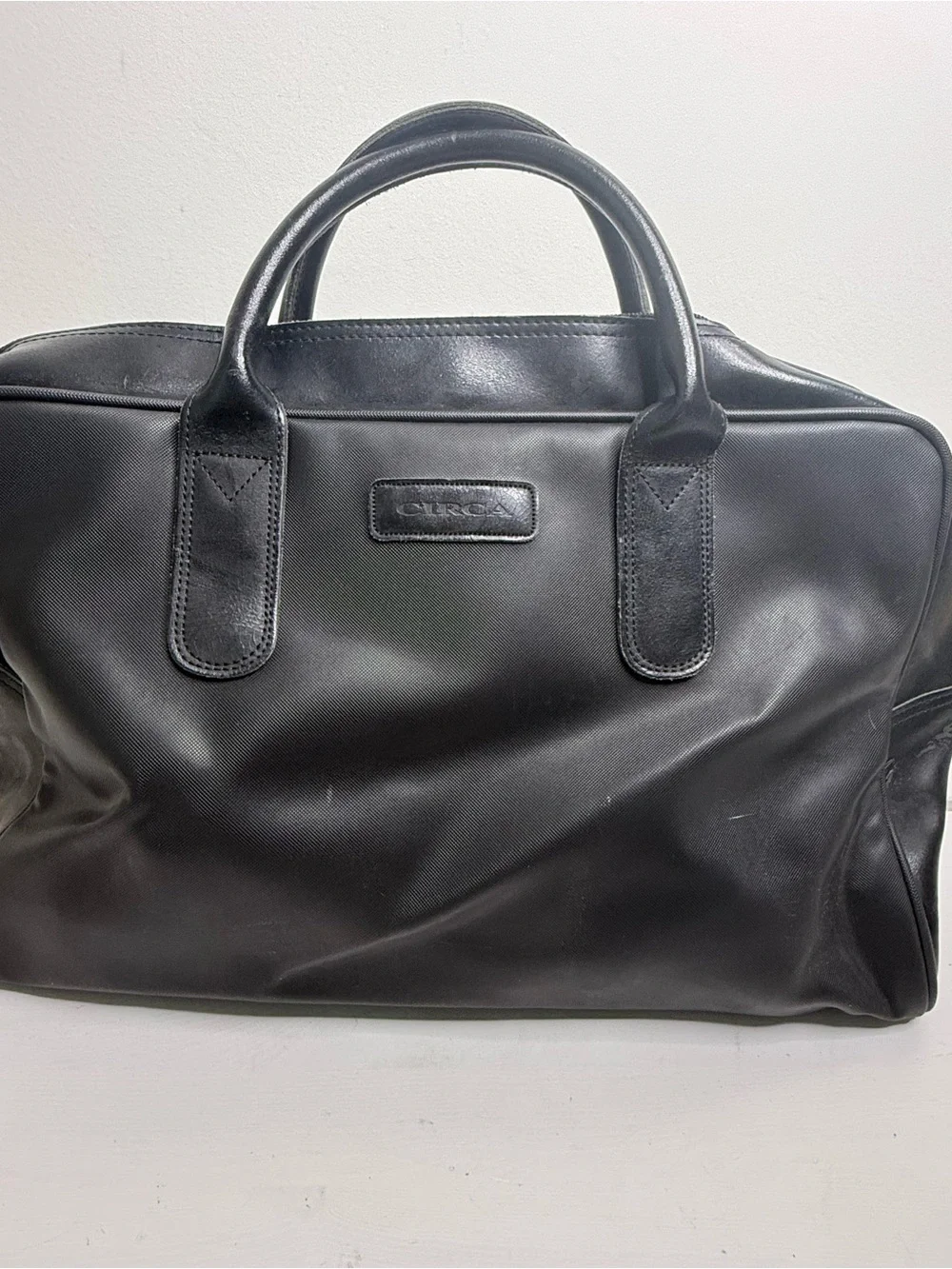 Circa Black Leather Duffel Bag for Men